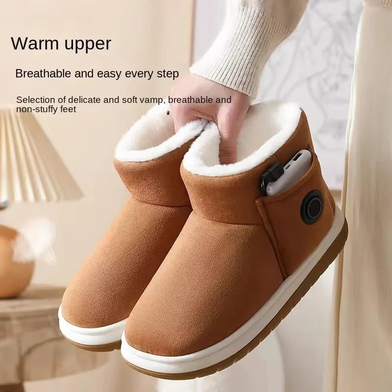 Electric Heating Shoes Rechargeable Foot Warmer USB Quick Heat Shoes Temperature Regulating Cotton Shoes Winter Home Warm Tools