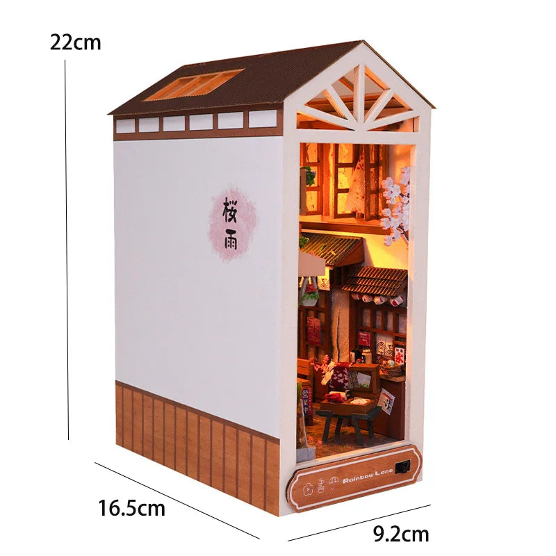 Bookshelf Set Wooden Miniature Dollhouse Micro Assembly Building Model 3D Puzzle Bookshelf Room Bookend Toys Kids Birthday Gifts