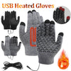 USB Electric Heated Gloves Winter Gloves Thermal Touch Screen Thermal Windproof Warm Knitted Glove Motorcycle Bicycle Gloves