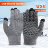 USB Electric Heated Gloves Winter Gloves Thermal Touch Screen Thermal Windproof Warm Knitted Glove Motorcycle Bicycle Gloves